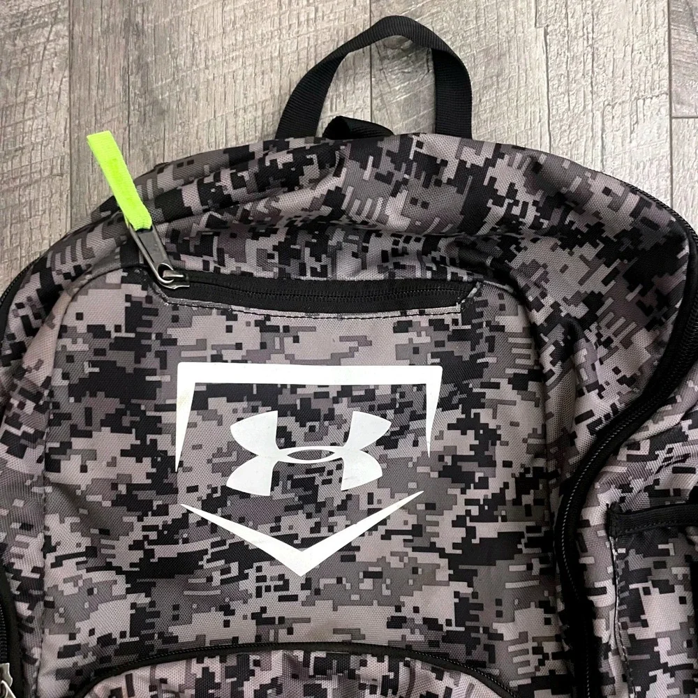 Under Armour Storm 1 Backpack Digital Camo Grey Black Neon Green Baseball Bag